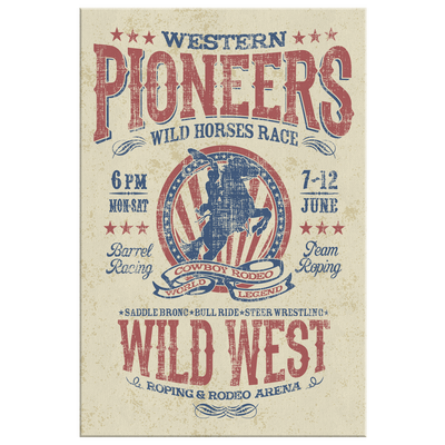 Western Pioneers Vintage Horse Race Poster