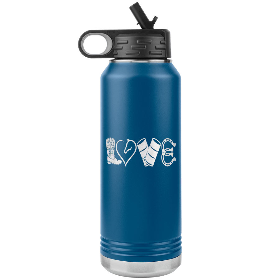 LOVE Barrel Racing 32 oz Water Bottle Tumbler - 13 colors available - Yellowstone Style