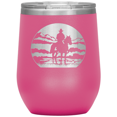 Mountain Rider 12 oz Wine Tumbler - 13 colors available - Yellowstone Style