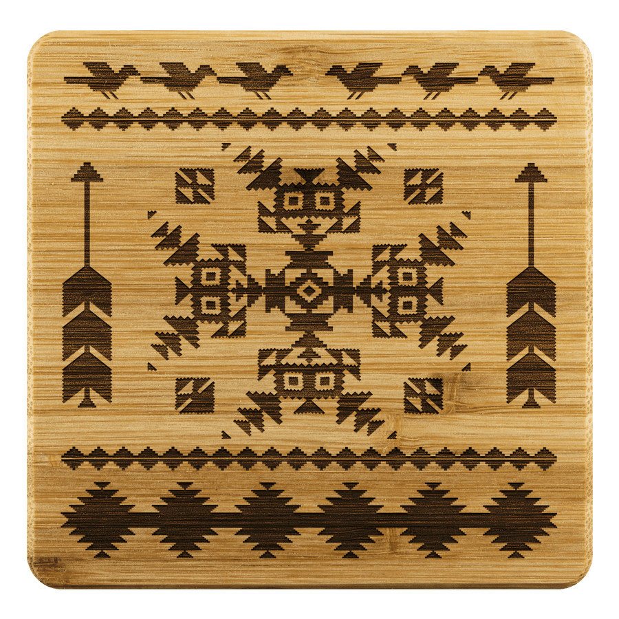 Sky Elements Square Bamboo Coasters - Yellowstone Style