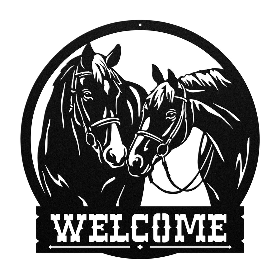 Two Horses Metal Welcome Sign - 5 sizes available
