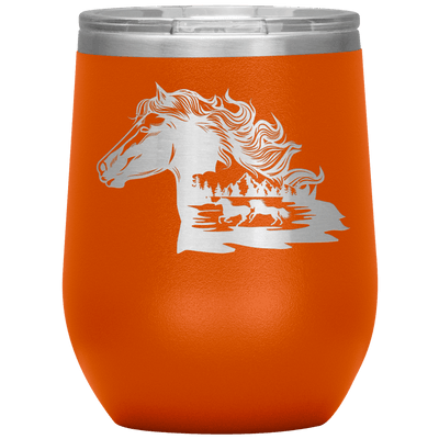 Wild Horses 12 oz Wine Tumbler - 13 colors available - Yellowstone Style