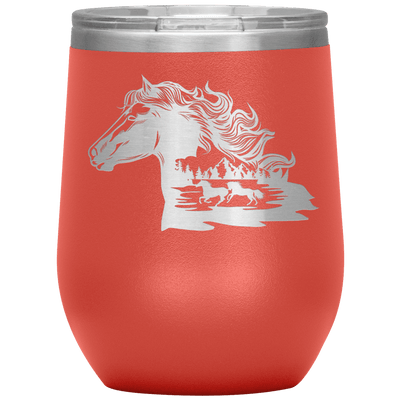 Wild Horses 12 oz Wine Tumbler - 13 colors available - Yellowstone Style