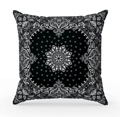 Black Bandana Pillow with Cover - 3 sizes available - Yellowstone Style