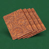 Brown Carved Leather Flowers Print Playing Cards - Yellowstone Style