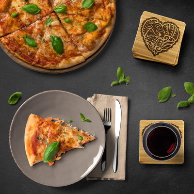 Eagle Heart Square Bamboo Coasters
