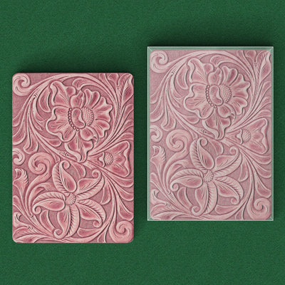 Dusty Rose Carved Leather Print Playing Cards - Yellowstone Style