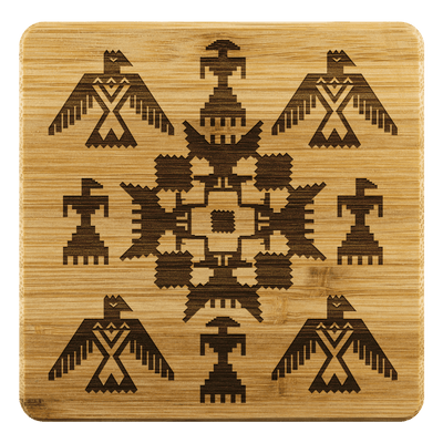 Eagle Guardians Square Bamboo Coasters - Yellowstone Style