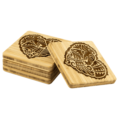 Eagle Heart Square Bamboo Coasters - Yellowstone Style