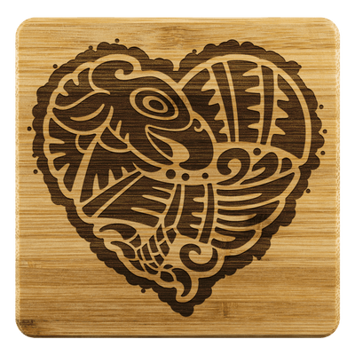Eagle Heart Square Bamboo Coasters - Yellowstone Style