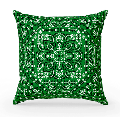 Green Bandana Pillow with Cover - 3 sizes available - Yellowstone Style