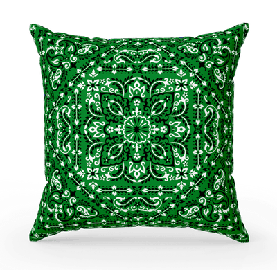 Green Bandana Pillow with Cover - 3 sizes available - Yellowstone Style