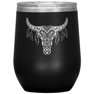 Skull Dreamcatcher 12 oz Wine Tumbler - 13 colors available - Yellowstone Style