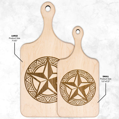 Lone Star Cutting Board w/Handle - choose size - Yellowstone Style