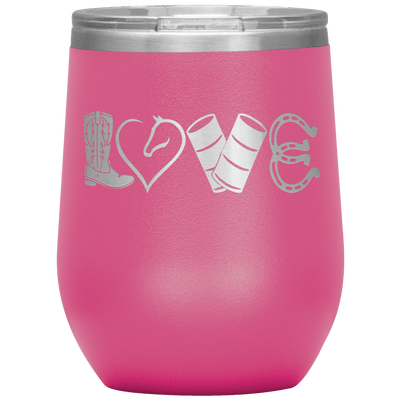 LOVE Barrel Racing 12 oz Wine Tumbler - 13 colors available - Yellowstone Style