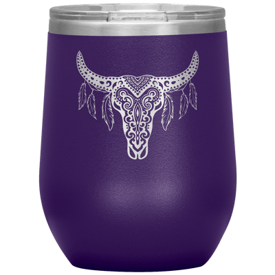 Skull Dreamcatcher 12 oz Wine Tumbler - 13 colors available - Yellowstone Style