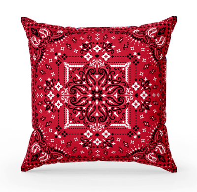 Red Bandana Pillow with Cover - 3 sizes available - Yellowstone Style