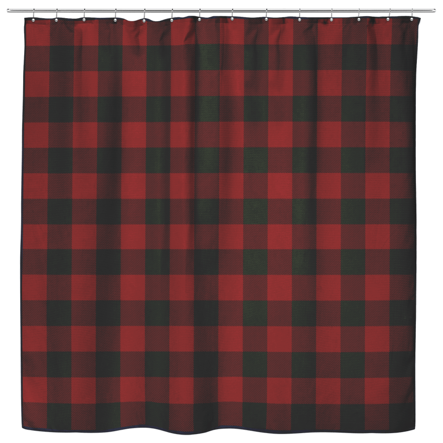 Red Plaid Shower Curtain - Yellowstone Style