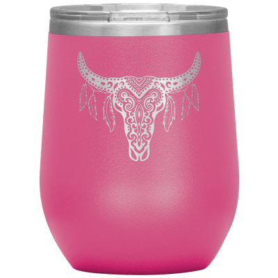 Skull Dreamcatcher 12 oz Wine Tumbler - 13 colors available - Yellowstone Style