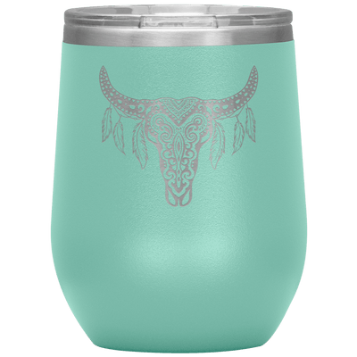 Skull Dreamcatcher 12 oz Wine Tumbler - 13 colors available - Yellowstone Style