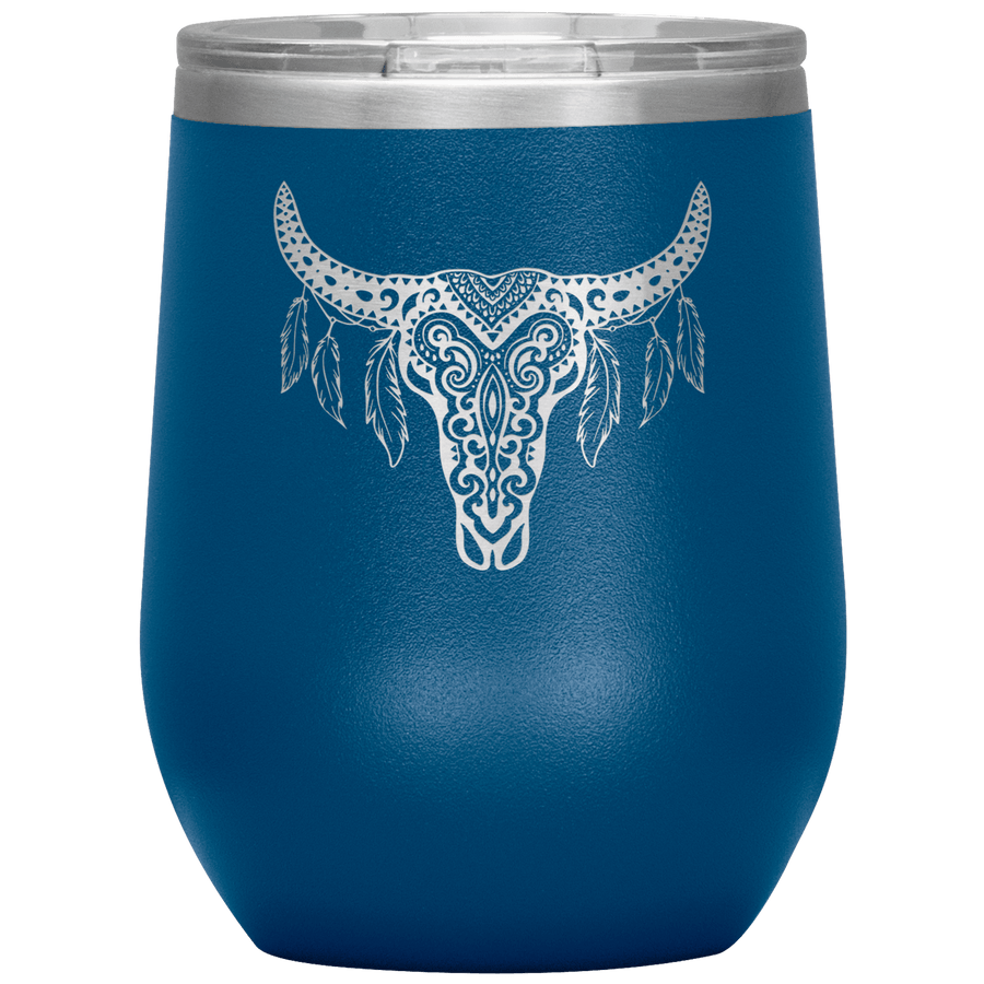 Skull Dreamcatcher 12 oz Wine Tumbler - 13 colors available - Yellowstone Style