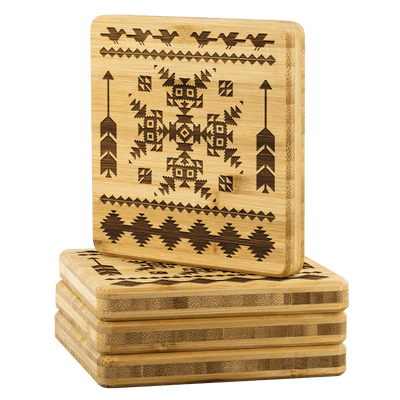Sky Elements Square Bamboo Coasters - Yellowstone Style
