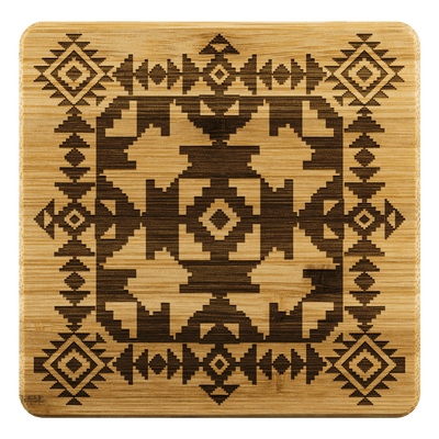 Southwest Elements Square Bamboo Coasters - Yellowstone Style