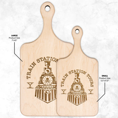 Train Station Tours Cutting Board w/Handle - choose size - Yellowstone Style