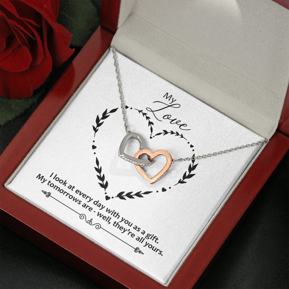 Diamond Double Heart Necklace 1/10 ct tw 10K Rose Gold 18