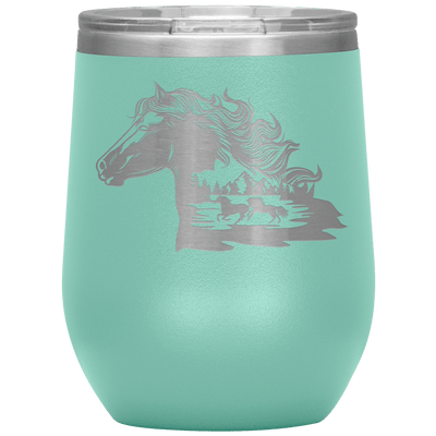 Wild Horses 12 oz Wine Tumbler - 13 colors available - Yellowstone Style