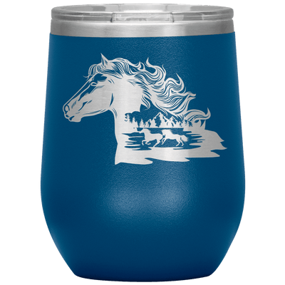 Wild Horses 12 oz Wine Tumbler - 13 colors available - Yellowstone Style