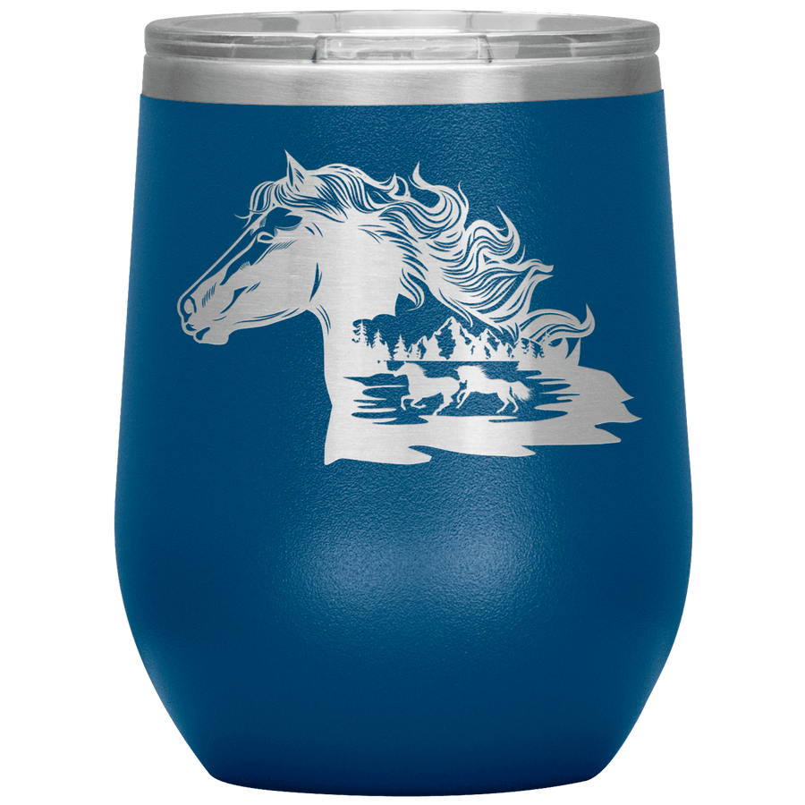 Wild Horses 12 oz Wine Tumbler - 13 colors available