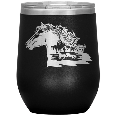 Wild Horses 12 oz Wine Tumbler - 13 colors available - Yellowstone Style