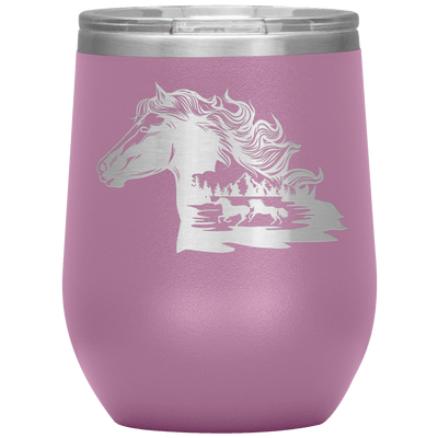 Wild Horses 12 oz Wine Tumbler - 13 colors available - Yellowstone Style
