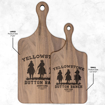Yellowstone 3 Cowboys Cutting Board w/Handle - choose size - Yellowstone Style