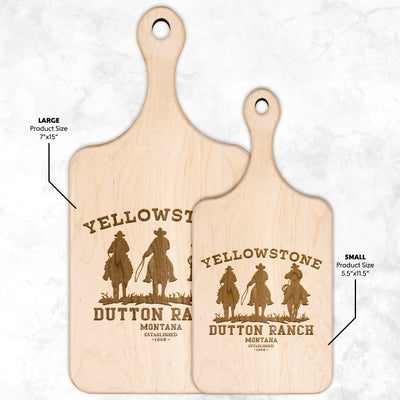 Yellowstone 3 Cowboys Cutting Board w/Handle - choose size - Yellowstone Style