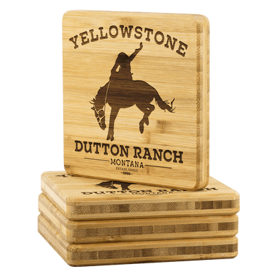 Yellowstone Bucking Horse Square Coasters - Yellowstone Style