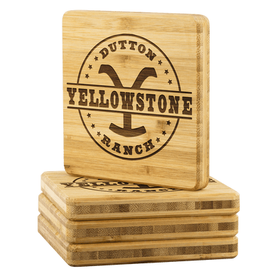 Yellowstone Circle Y Square Bamboo Coasters - Yellowstone Style