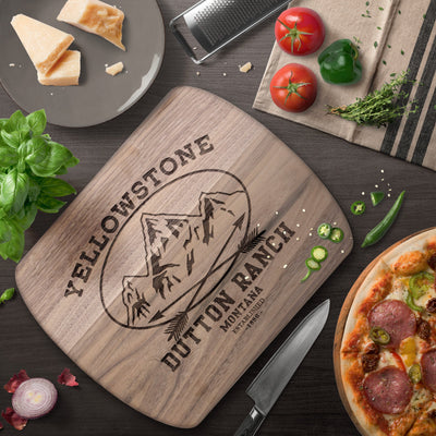 Yellowstone Mountains Hardwood Cutting Board - choose size - Yellowstone Style